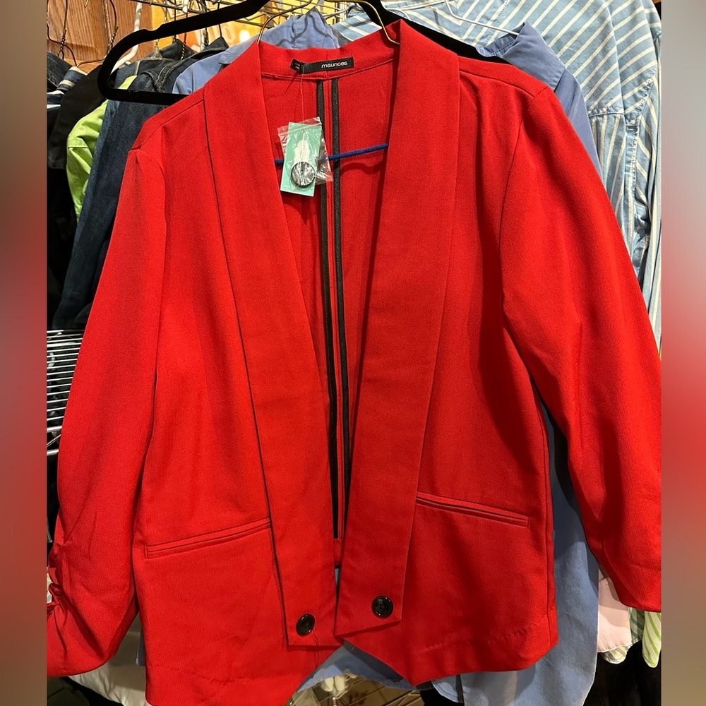 Maurice’s Red Blazer with black button detail Size large